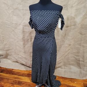 Flynn skye Bardot maxi dress pokdot
